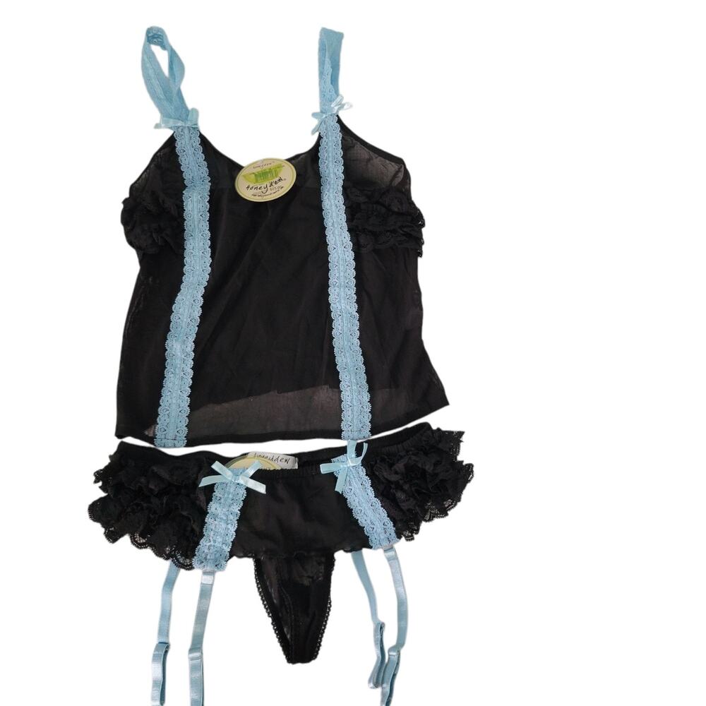 VTG Coquette Y2K Fairy VIXEN Babydoll Honey Dew Cami Mesh TWIN Set